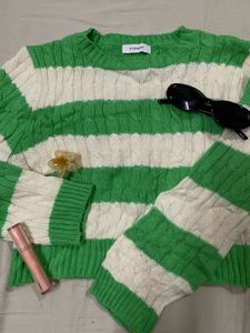 Striped Cable Knit Sweater
