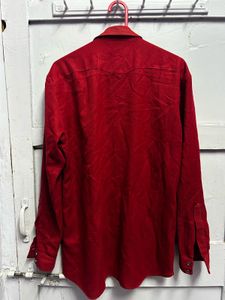 Red Long Sleeve Textured Shirt