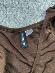 H&amp;M Brown One-Shoulder Top