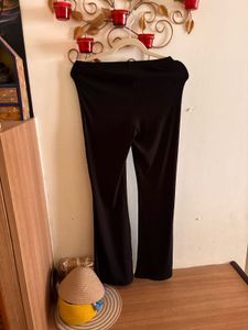 H&amp;M Gathered Black Ribbed Trouser