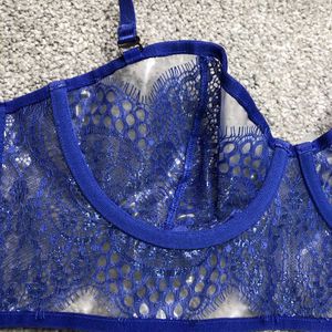 SAVAGE X FENTY RIHANNA BUSTIER BLUE BRA TOP