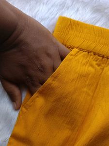 Mustard Yellow Cropped Pants-XXXL