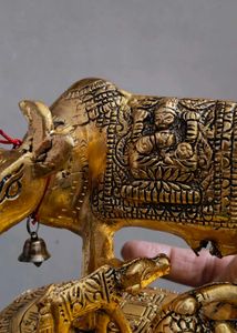 Golden. Metal Kamadhenu with Kanha