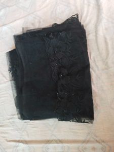 Elegant Black Net Saree