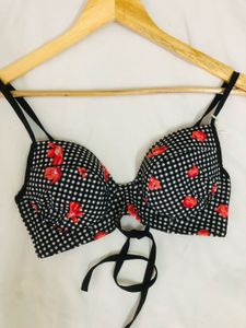 Floral Tie up Checkered Bra