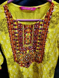 Yellow Embroidered Kurta