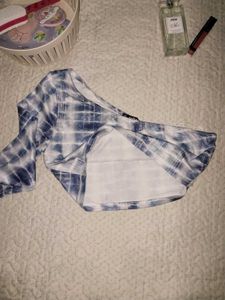 Blue Tie-Dye One-Shoulder Top