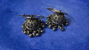 Hoop Jhumka Earrings (Oxidised)