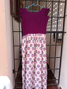 Purple & Floral Print Dress