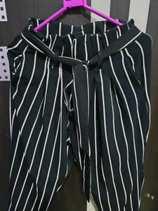Women Striped Black Track Pant
