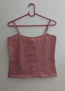 Striped Cami Top, Short Crop Speghetti For Girls