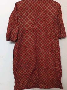Ethnic Red Printed Kurta