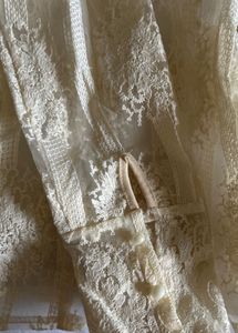 Vintage Cream Lace Blouse with Pearl Buttons