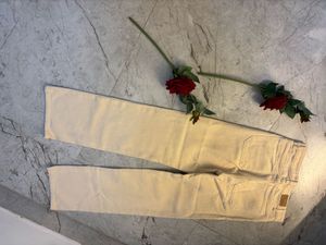 Beige Straight Leg Jeans