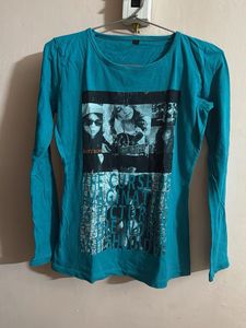Turquoise Graphic Print Tee