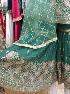 HEAVY WORKED A LINE KURTI WITH FLAERED SHARARA SET