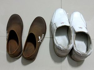 White + Brown (Rubber)Casual Shoes