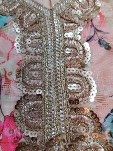 Sandal pink green Floral Flared gown..
