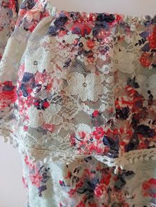 Green Lace Floral Off Shoulder Dress From London