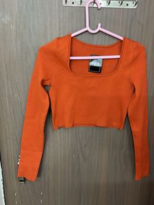Zara Orange Crop woollen top for S&amp;M size