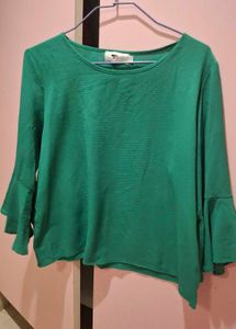 Round Neck Formal Blouse With Flare Sleeves