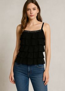 Black Lace Tiered Top