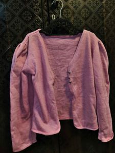 Pink Puff Sleeve Cardigan