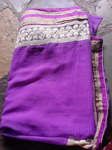 Purple Embroidered Saree