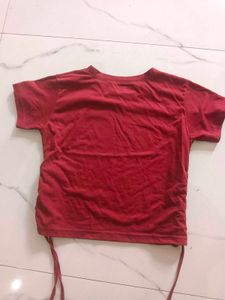 Maroon Crop T Shirt