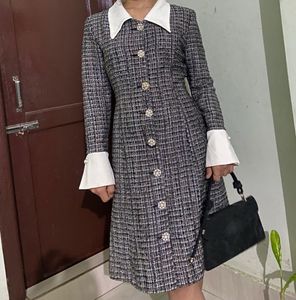 Chic Tweed Button-Down Dress