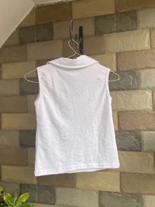 Collared White Crop Top