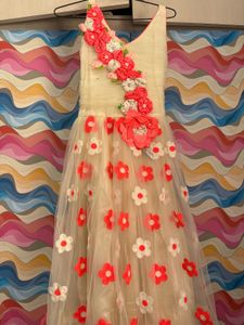 Floral Tulle Full Lenth Gown