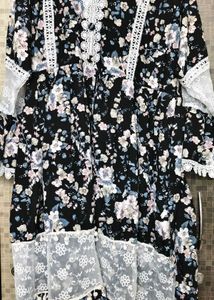 Floral Georgette Tunic Top for Women with Lace