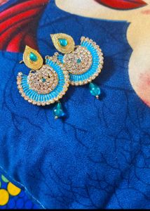 Saree And Two Earrings