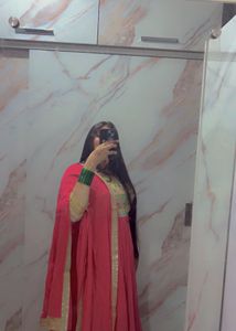 Pink Anarkali with pant and dupatta