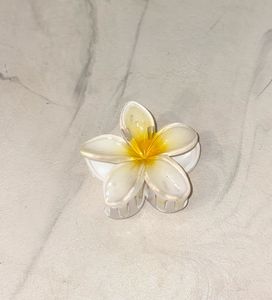 Floral Hair Claw Clip - White