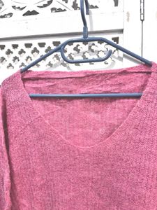🎀Pink V-Neck Knit Sweater B