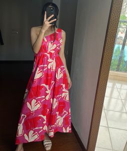 Fit&amp;Flare One Shoulder Pink Floral Maxi