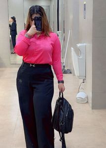 Hot Pink Satin Button-Down