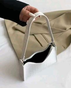 SAVANA White Croc Shoulder Bag
