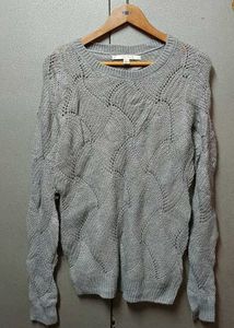 Branded Gray Knit Pullover Sweater