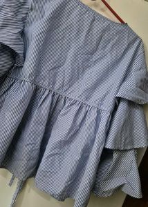 Striped Blue Flare Shirt-Coat – Breezy &amp; Beautiful