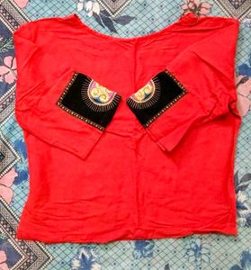 Red Embellished Top