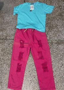 New Trendy Outfit Jeans And Tee Set