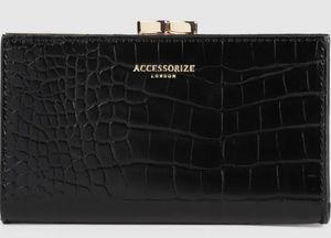 Accessorize London Black Croc-Effect Wallet