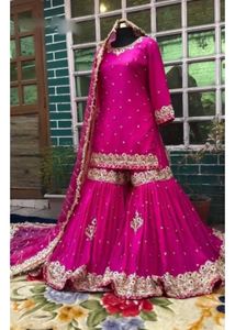 Pink Embroidered Gharara Suit