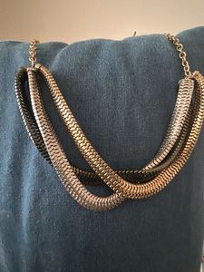 Black &amp; Gold Geometric Drop Earrings &amp; Neckpiece