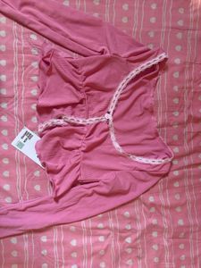 NewMe Pink Long Sleeve Crop Top