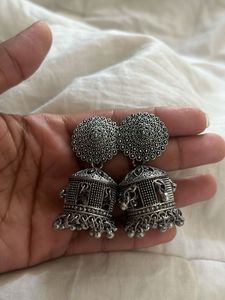 Silver Jhumka Earrings