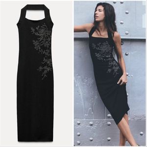 Zara Black Embellished Midi Dress